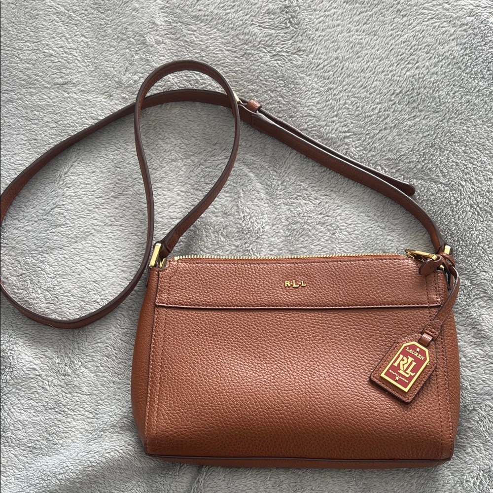 Ralph Lauren Tan Leather Crossbody Bag